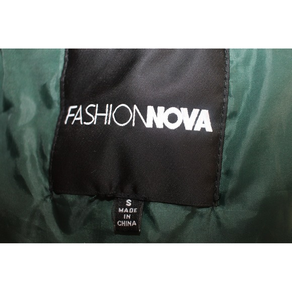 Fashion Nova Green Faux Leather Varsity Jacket Letterman Style Small - Picture 7 of 9